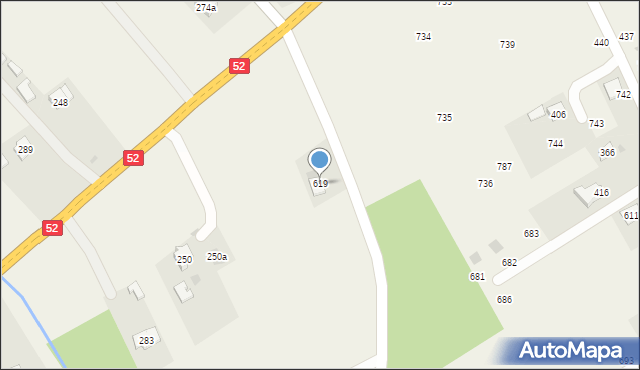 Krzywaczka, Krzywaczka, 619, mapa Krzywaczka