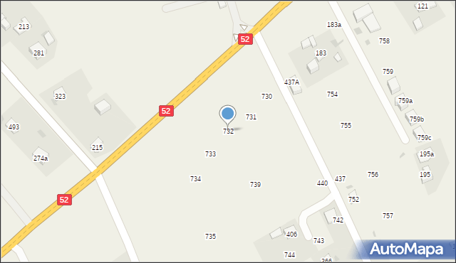 Krzywaczka, Krzywaczka, 732, mapa Krzywaczka