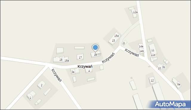 Krzywań, Krzywań, 16, mapa Krzywań