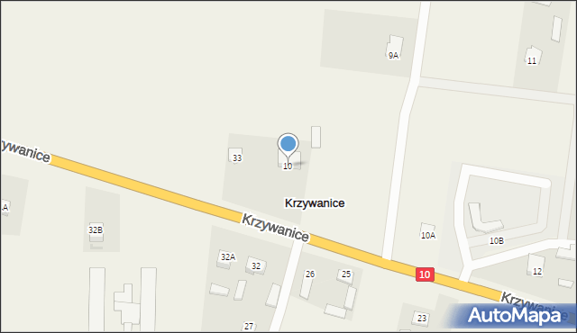 Krzywanice, Krzywanice, 10, mapa Krzywanice