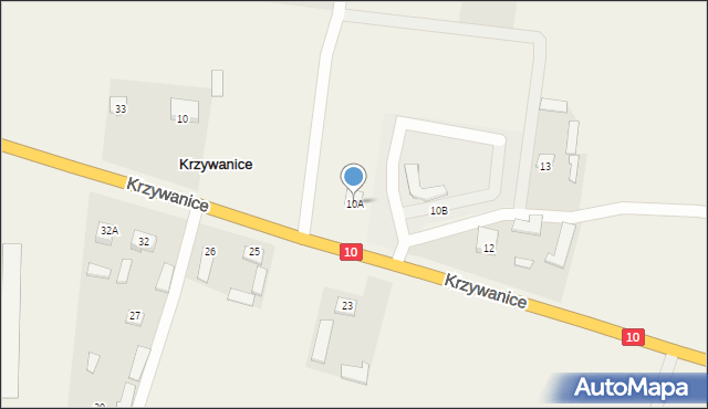 Krzywanice, Krzywanice, 10A, mapa Krzywanice