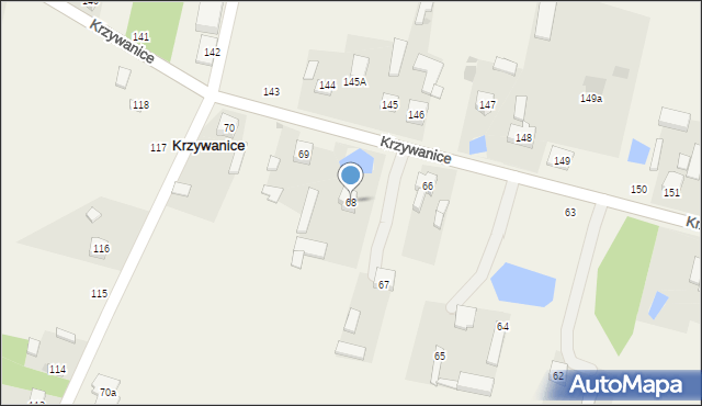 Krzywanice, Krzywanice, 68, mapa Krzywanice