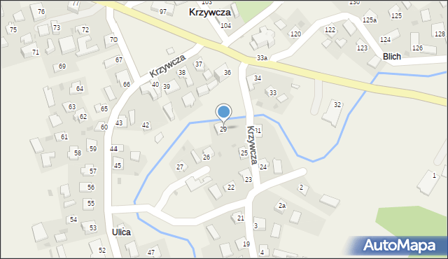 Krzywcza, Krzywcza, 29, mapa Krzywcza