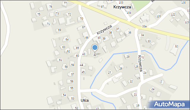 Krzywcza, Krzywcza, 42, mapa Krzywcza