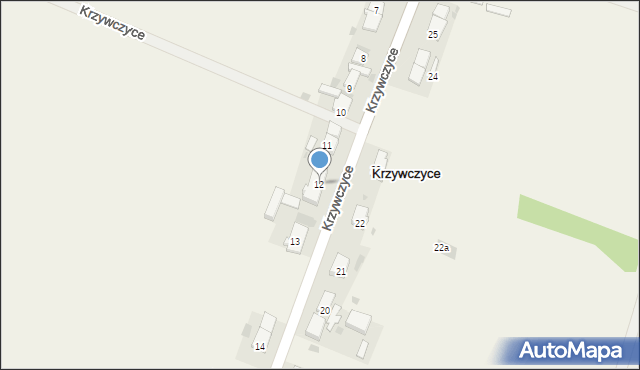 Krzywczyce, Krzywczyce, 12, mapa Krzywczyce