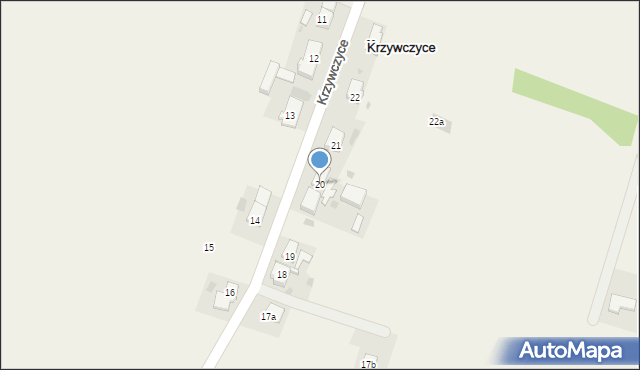 Krzywczyce, Krzywczyce, 20, mapa Krzywczyce