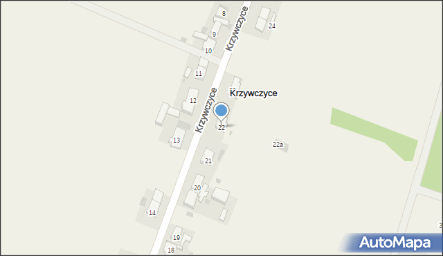 Krzywczyce, Krzywczyce, 22, mapa Krzywczyce