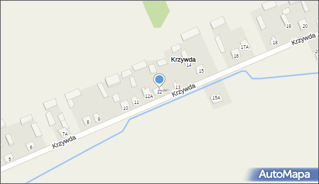 Krzywda, Krzywda, 12, mapa Krzywda