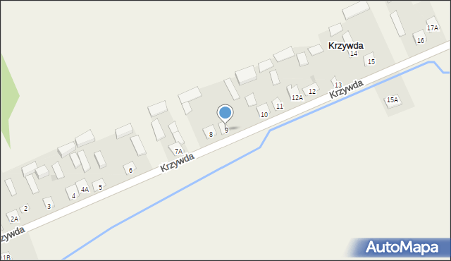 Krzywda, Krzywda, 9, mapa Krzywda