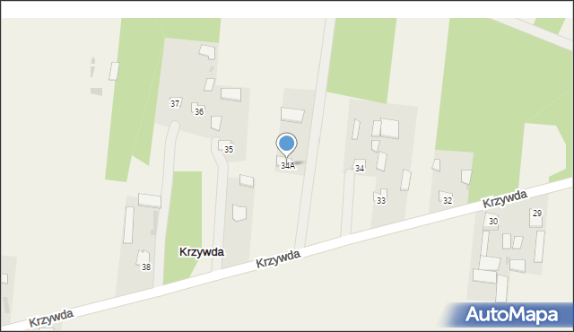 Krzywda, Krzywda, 34A, mapa Krzywda