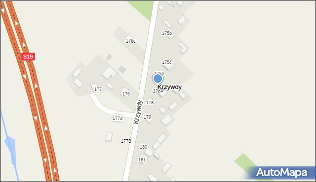 Krzywdy, Krzywdy, 178A, mapa Krzywdy