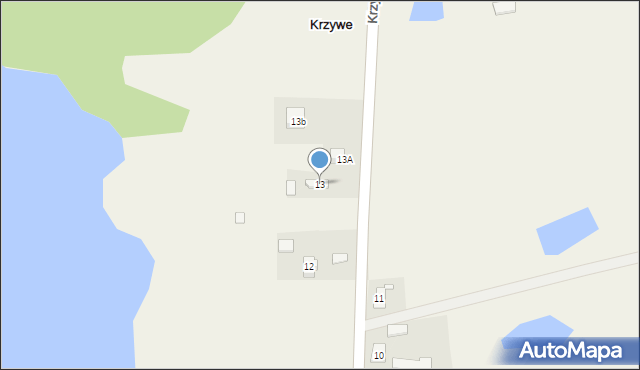 Krzywe, Krzywe, 13, mapa Krzywe