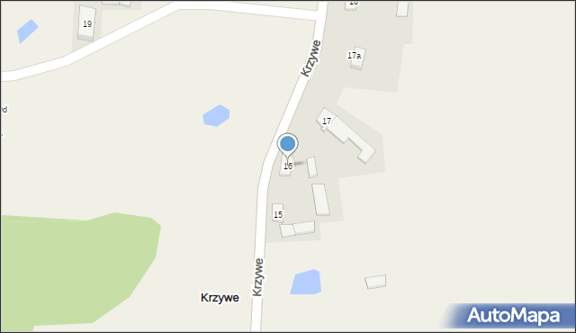 Krzywe, Krzywe, 16, mapa Krzywe