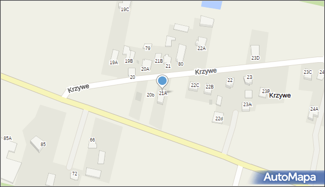 Krzywe, Krzywe, 21A, mapa Krzywe