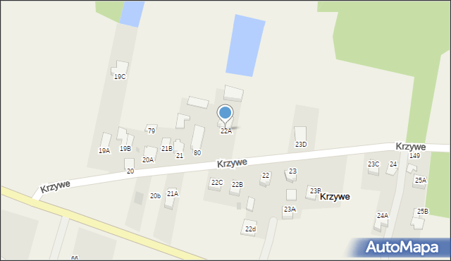 Krzywe, Krzywe, 22A, mapa Krzywe