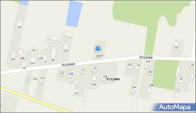 Krzywe, Krzywe, 23D, mapa Krzywe