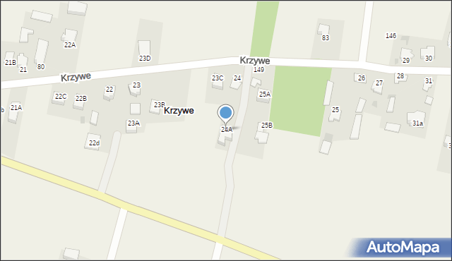 Krzywe, Krzywe, 24A, mapa Krzywe