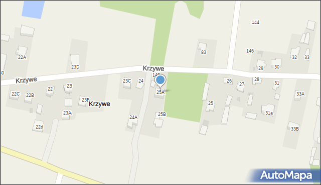 Krzywe, Krzywe, 25A, mapa Krzywe