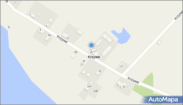 Krzywe, Krzywe, 11, mapa Krzywe