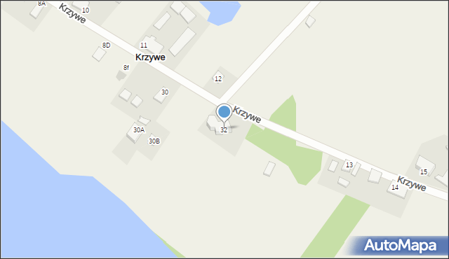 Krzywe, Krzywe, 32, mapa Krzywe