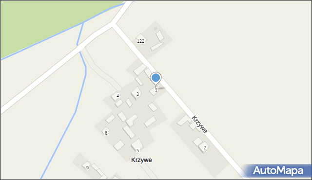 Krzywe, Krzywe, 1, mapa Krzywe