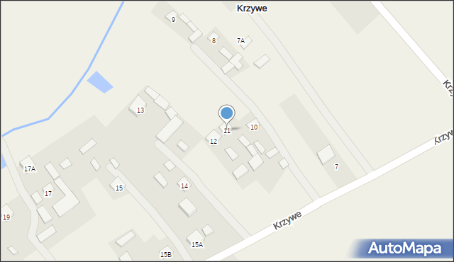 Krzywe, Krzywe, 11, mapa Krzywe