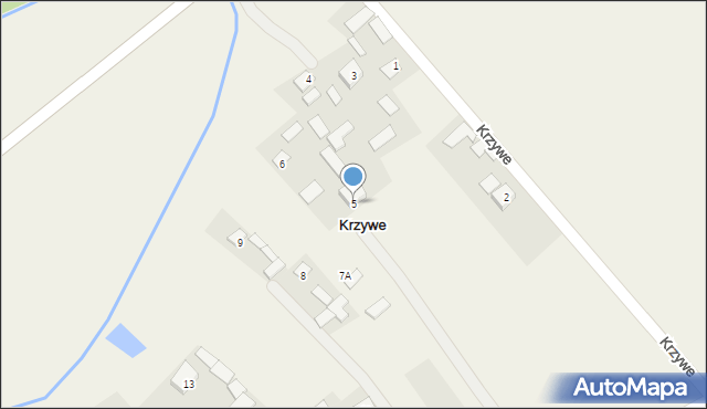 Krzywe, Krzywe, 5, mapa Krzywe