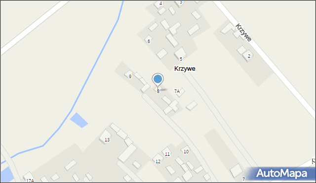 Krzywe, Krzywe, 8, mapa Krzywe