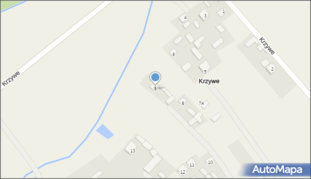 Krzywe, Krzywe, 9, mapa Krzywe