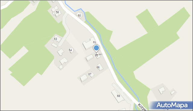 Krzywe, Krzywe, 65, mapa Krzywe