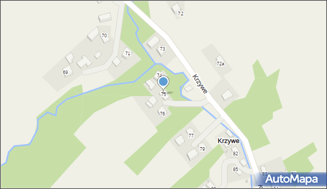 Krzywe, Krzywe, 75, mapa Krzywe