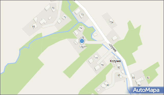 Krzywe, Krzywe, 76, mapa Krzywe