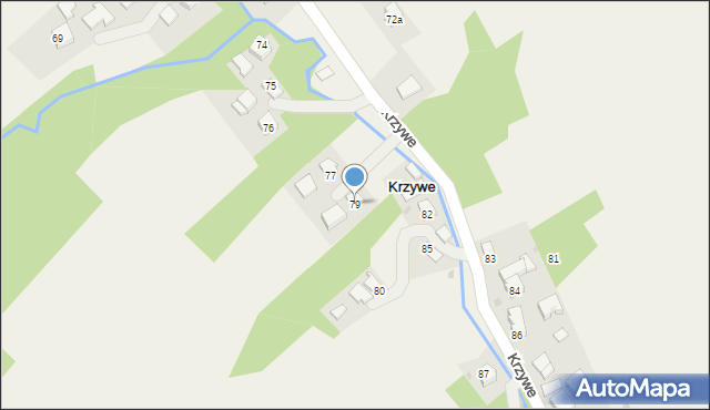 Krzywe, Krzywe, 79, mapa Krzywe