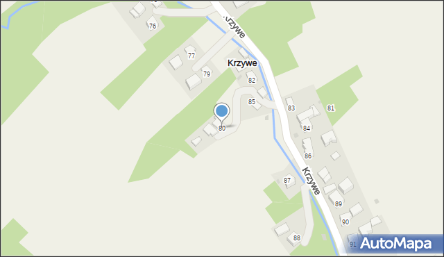 Krzywe, Krzywe, 80, mapa Krzywe