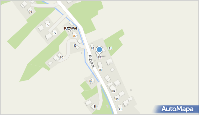 Krzywe, Krzywe, 84, mapa Krzywe
