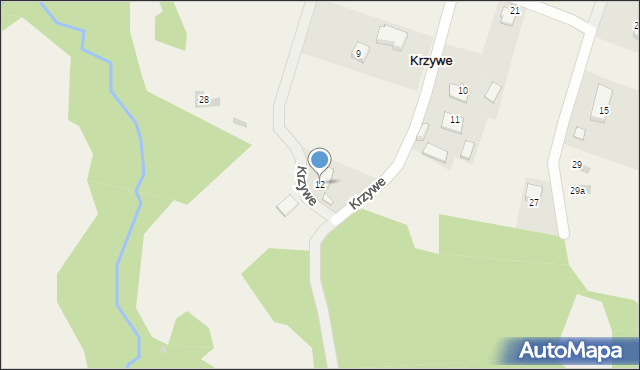 Krzywe, Krzywe, 12, mapa Krzywe