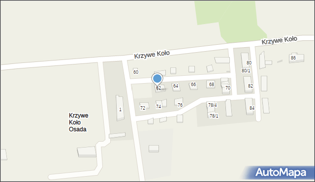 Krzywe Koło Osada, Krzywe Koło Osada, 62/2, mapa Krzywe Koło Osada