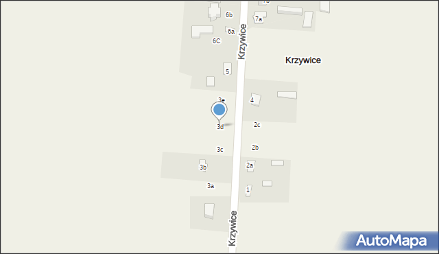 Krzywice, Krzywice, 3d, mapa Krzywice