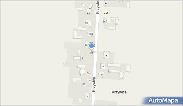 Krzywice, Krzywice, 9a, mapa Krzywice