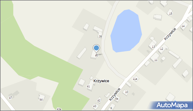 Krzywice, Krzywice, 40, mapa Krzywice