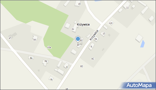 Krzywice, Krzywice, 43, mapa Krzywice