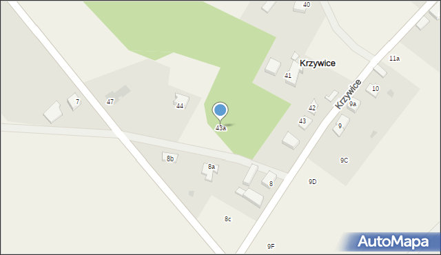 Krzywice, Krzywice, 43a, mapa Krzywice