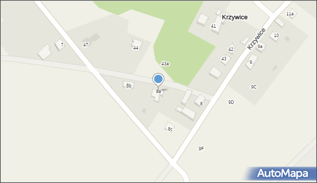 Krzywice, Krzywice, 8a, mapa Krzywice