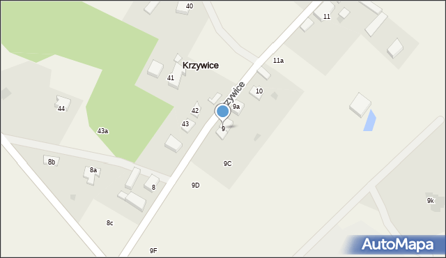 Krzywice, Krzywice, 9, mapa Krzywice