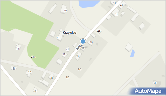 Krzywice, Krzywice, 9a, mapa Krzywice