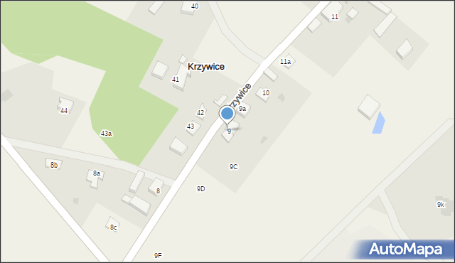 Krzywice, Krzywice, 9B, mapa Krzywice