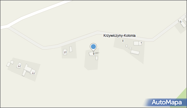 Krzywiczyny, Krzywiczyny-Kolonia, 9, mapa Krzywiczyny