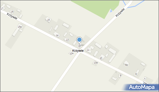 Krzywie, Krzywie, 12, mapa Krzywie