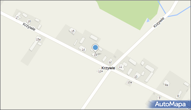 Krzywie, Krzywie, 13, mapa Krzywie