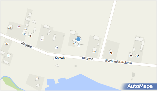 Krzywie, Krzywie, 41, mapa Krzywie